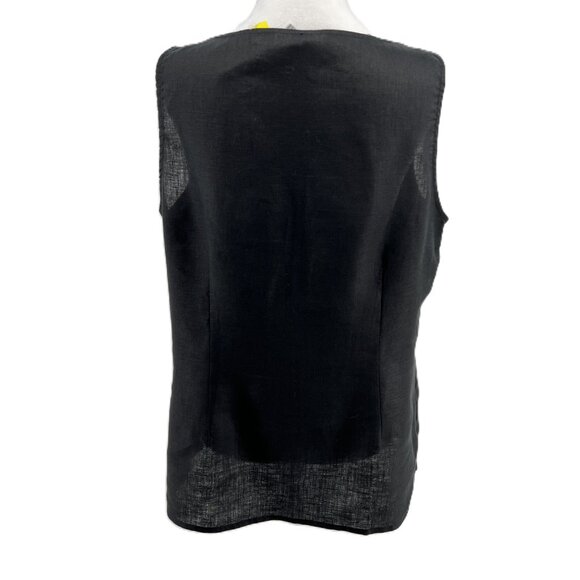 🖤Lucy & Laurel 100% Linen Top XL Black with Embroidered Detail - Dressy - Picture 5 of 10